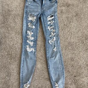 American Eagle Outfitters Light Blue Distressed Skinny Jeans